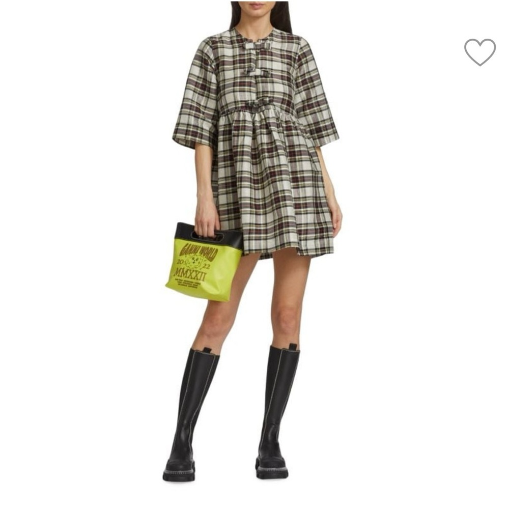 GANNI PLAID BABYDOLL DRESS